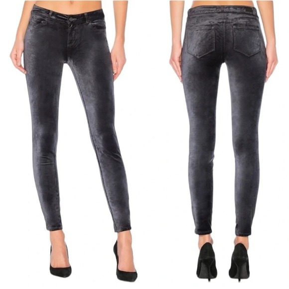 PAIGE Verdugo Ultra Skinny Velvet Pants Midnight Slate Casual Women’s 23 - Picture 1 of 12